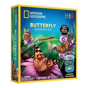 National Geographic Butterfly Growing Kit Feed & Grow Real‎ Caterpillars Habitat